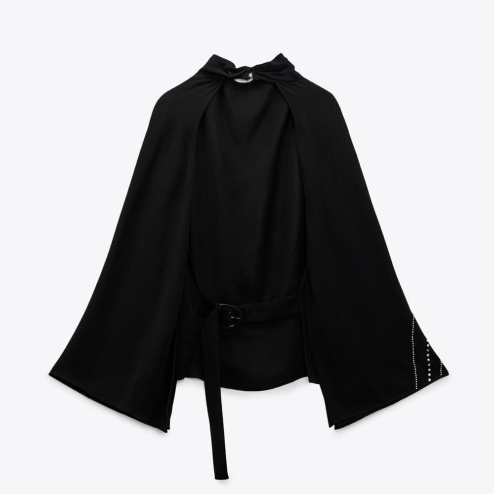 NWT Zara Rhinestone Cape Sleeved Blouse - Picture 11 of 11
